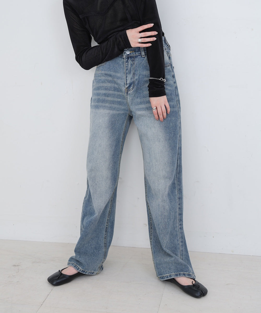 【M・Lサイズ展開】ダブルボタンデニムパンツ