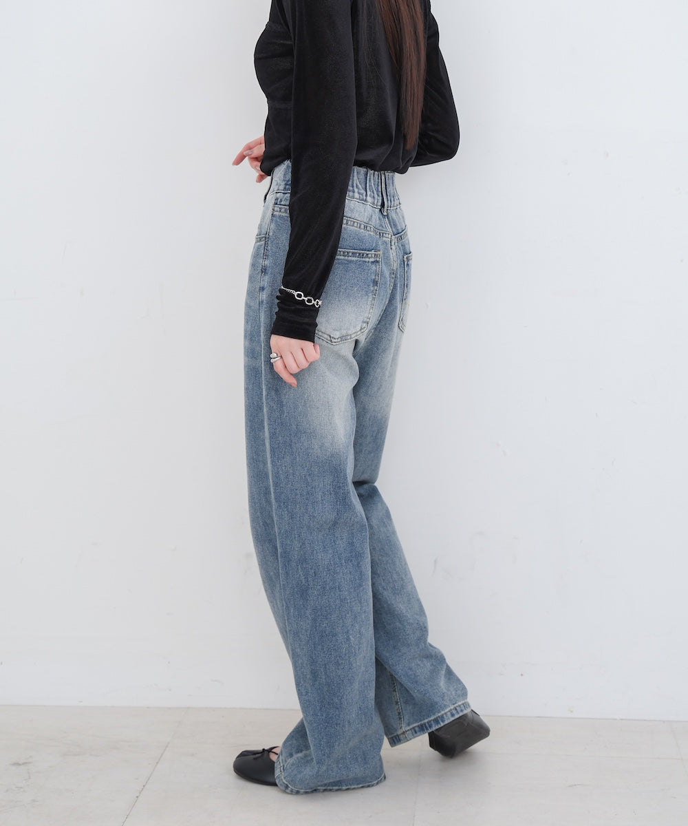 【M・Lサイズ展開】ダブルボタンデニムパンツ