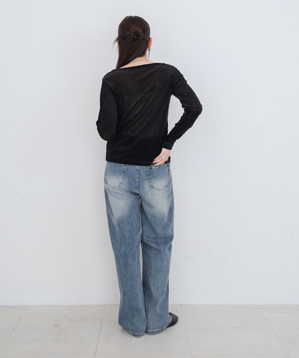 【M・Lサイズ展開】ダブルボタンデニムパンツ