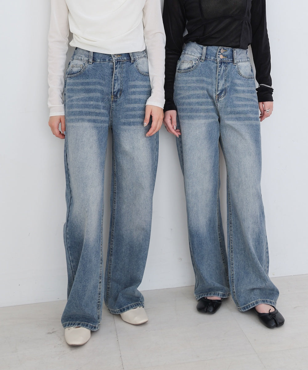 【M・Lサイズ展開】ダブルボタンデニムパンツ