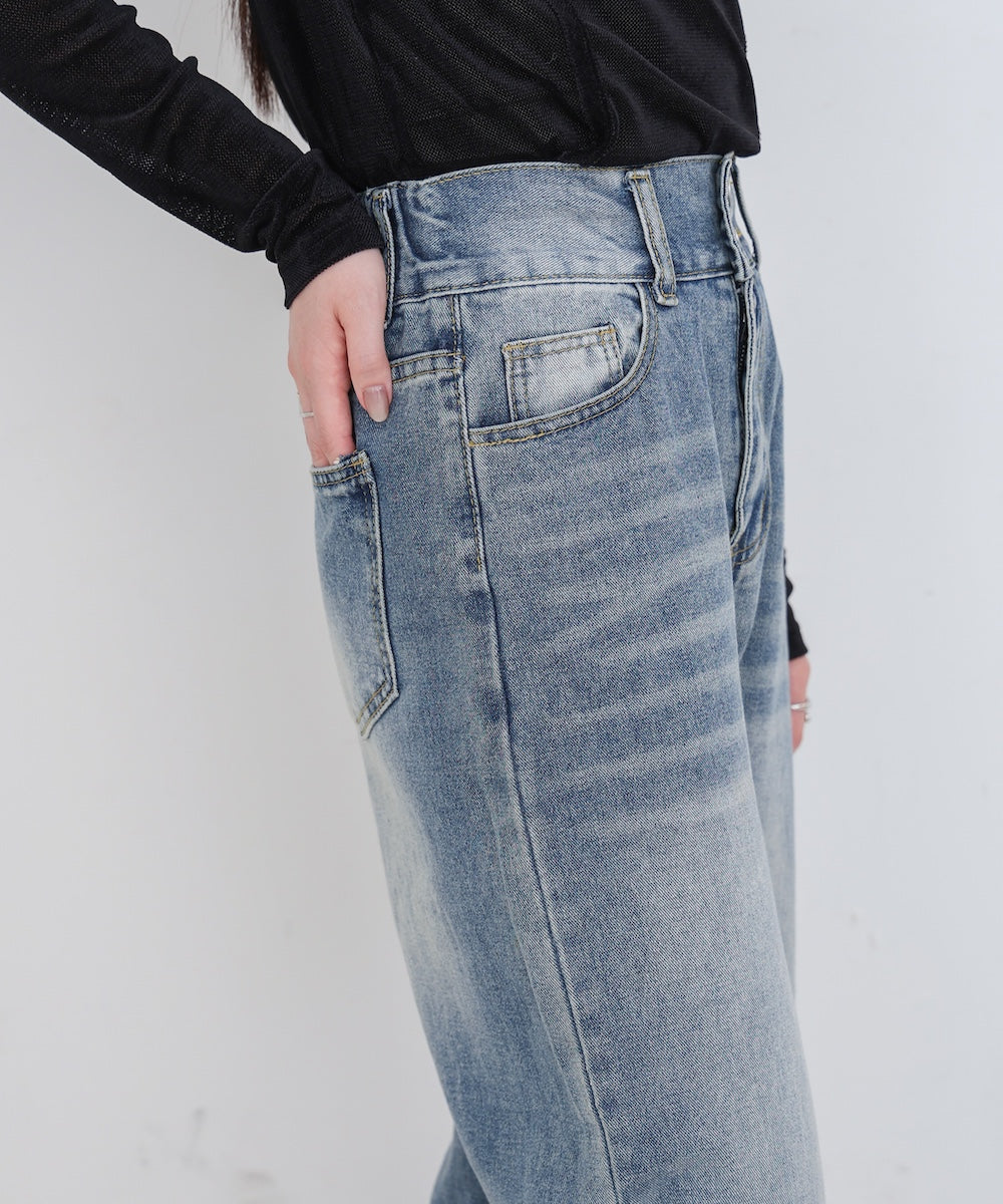 【M・Lサイズ展開】ダブルボタンデニムパンツ