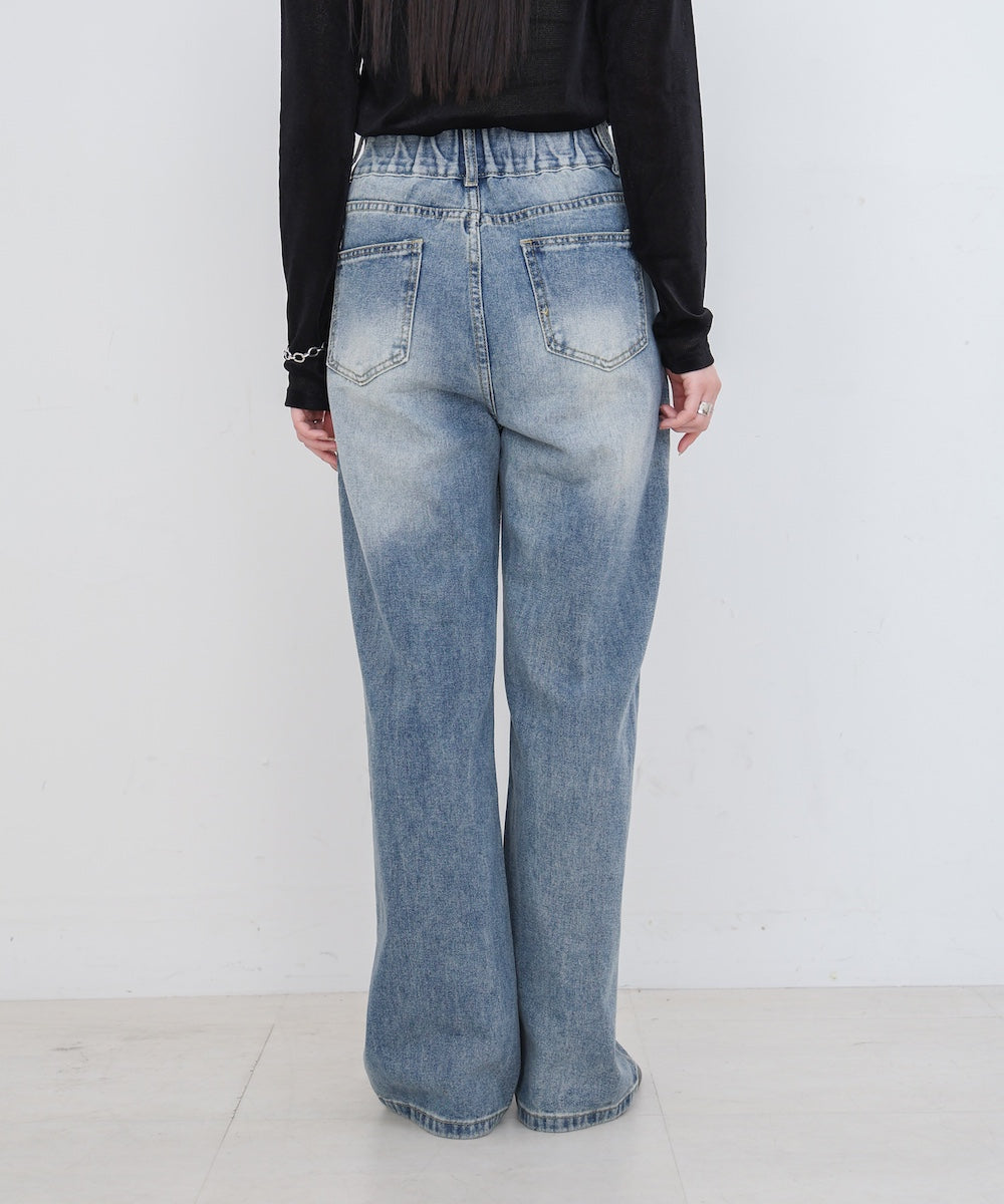 【M・Lサイズ展開】ダブルボタンデニムパンツ