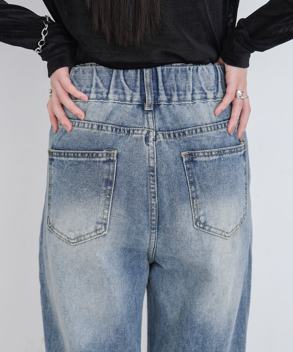 【M・Lサイズ展開】ダブルボタンデニムパンツ