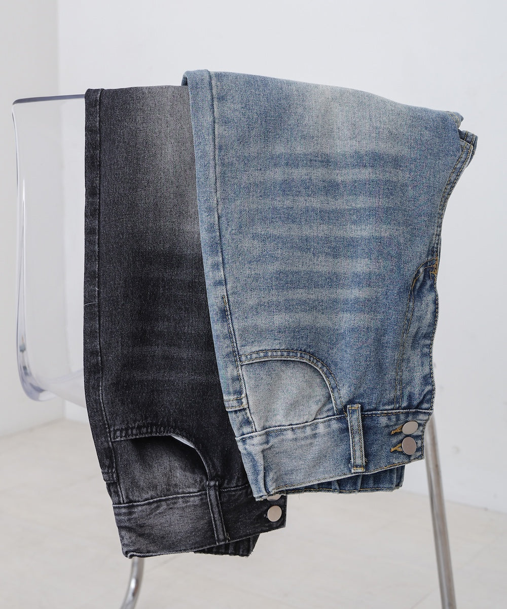 【M・Lサイズ展開】ダブルボタンデニムパンツ