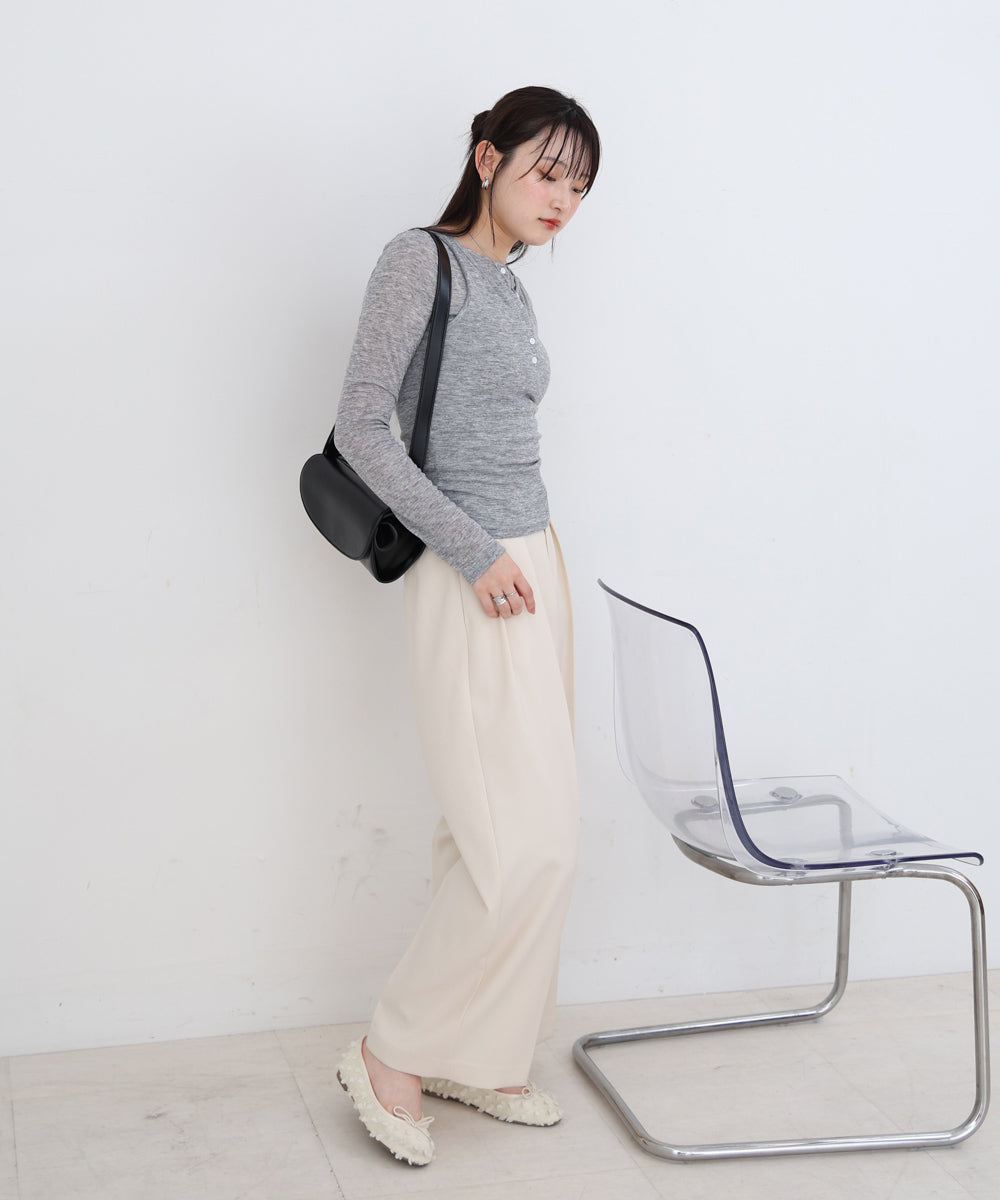 ボタンタンクセット ヘンリーネックトップス