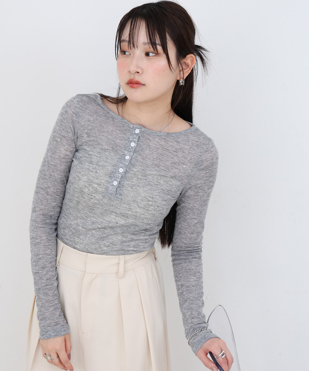 ボタンタンクセット ヘンリーネックトップス