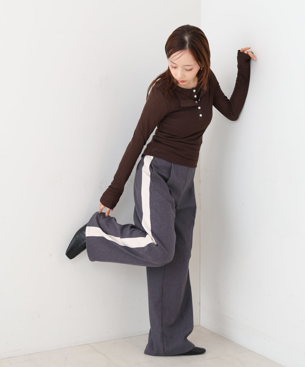 ボタンタンクセット ヘンリーネックトップス