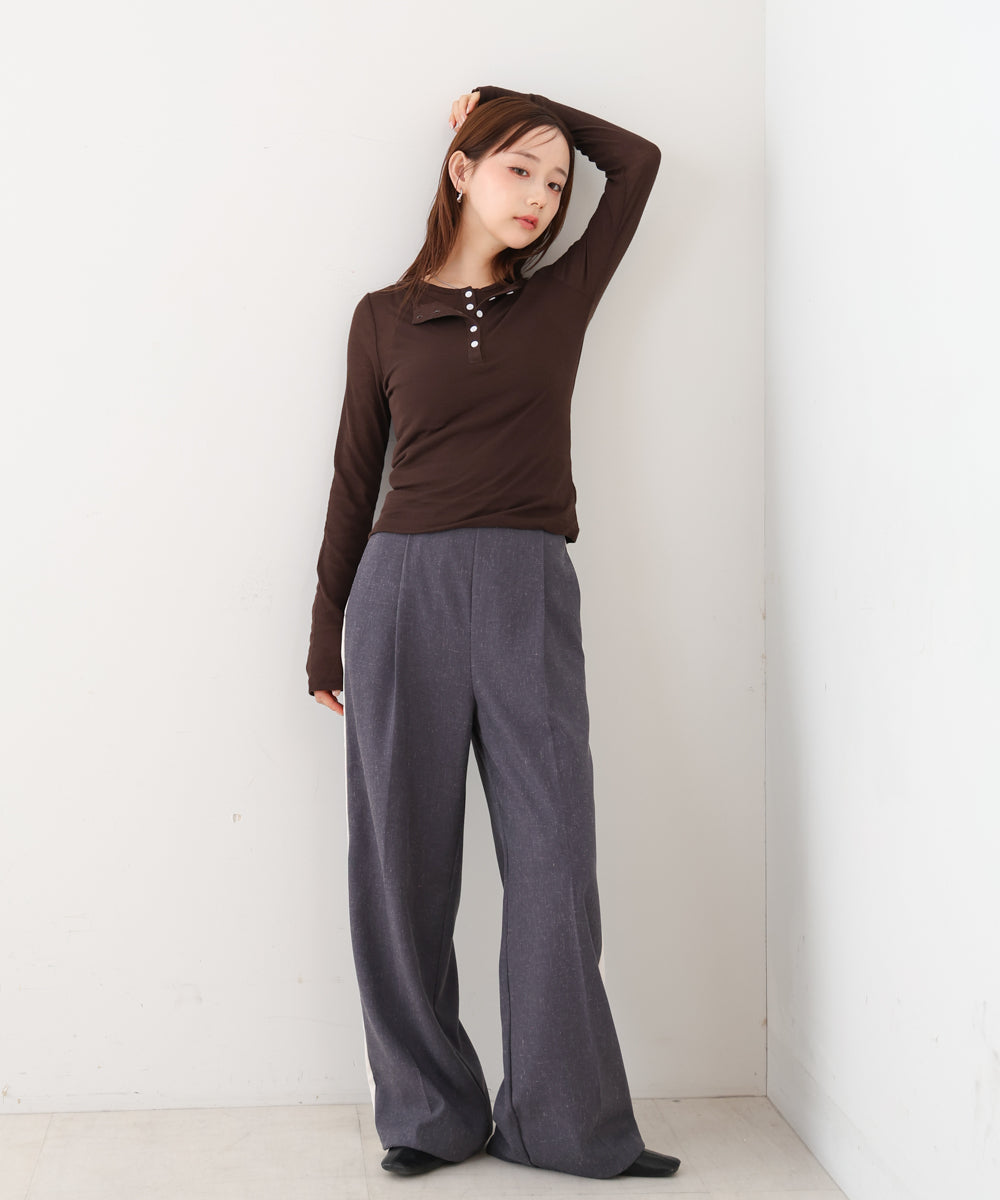 ボタンタンクセット ヘンリーネックトップス