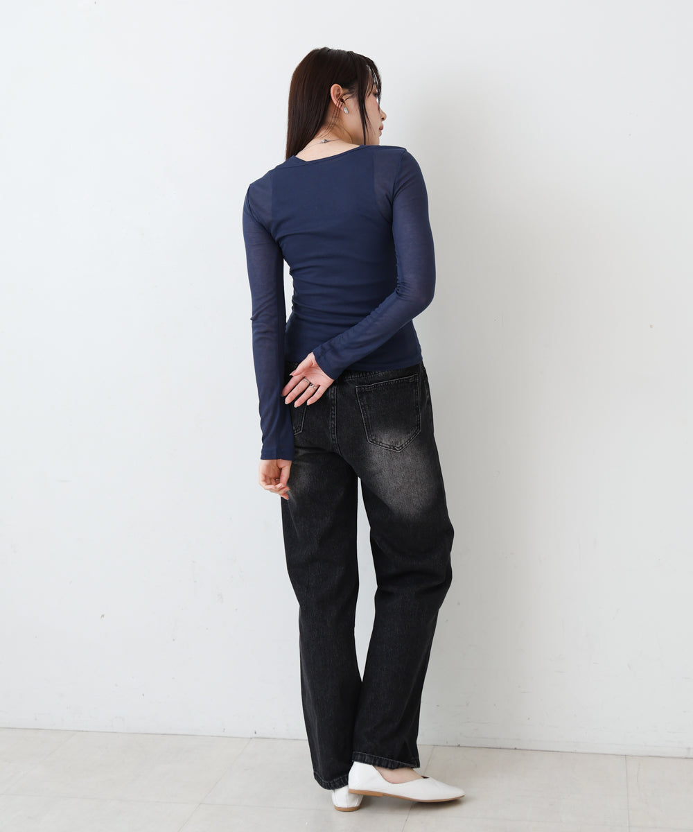 ボタンタンクセット ヘンリーネックトップス