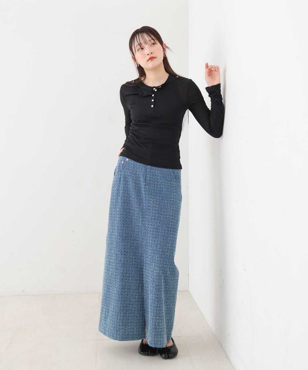 ボタンタンクセット ヘンリーネックトップス