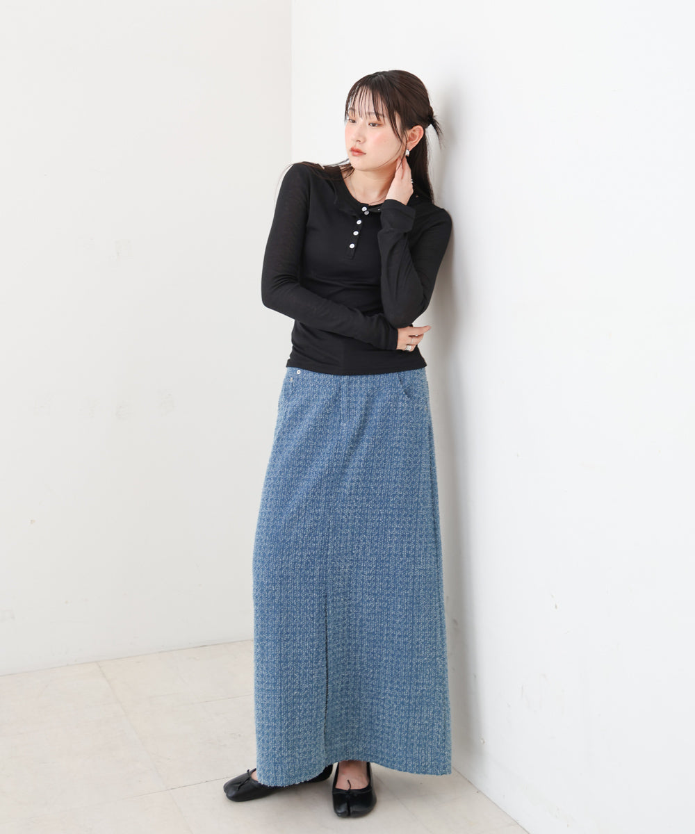 ボタンタンクセット ヘンリーネックトップス