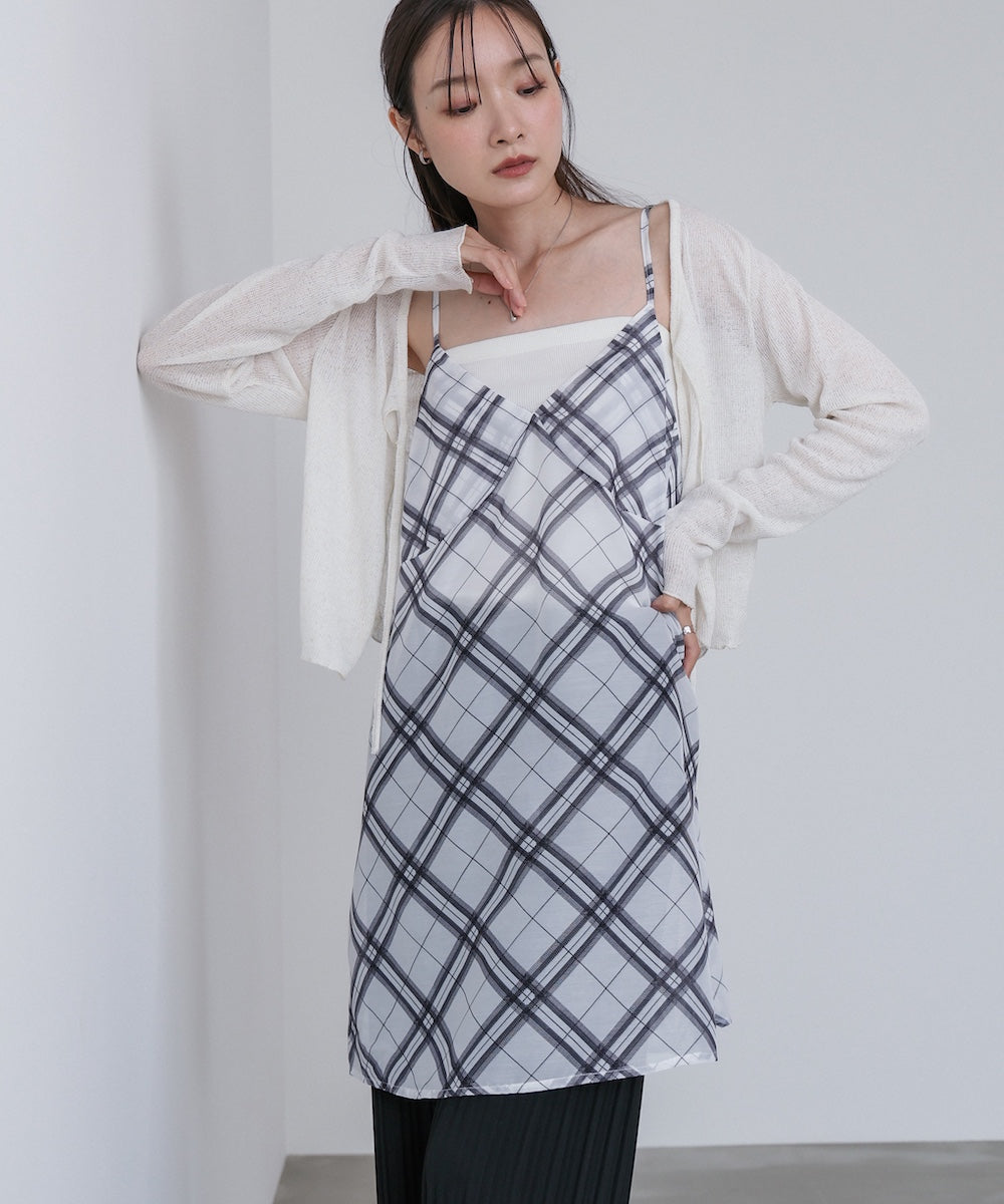 チェックシアーキャミミニワンピース