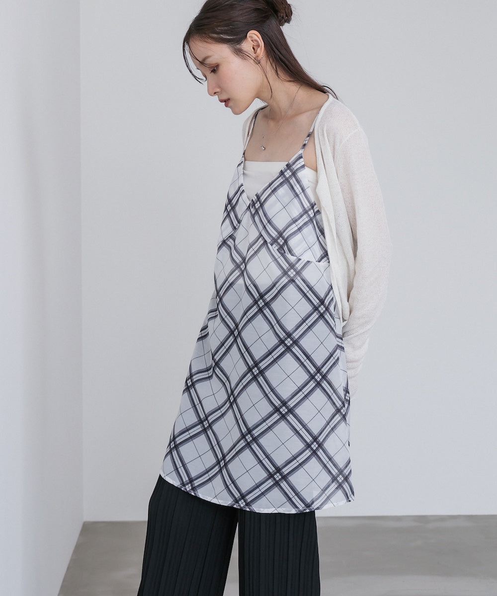 チェックシアーキャミミニワンピース