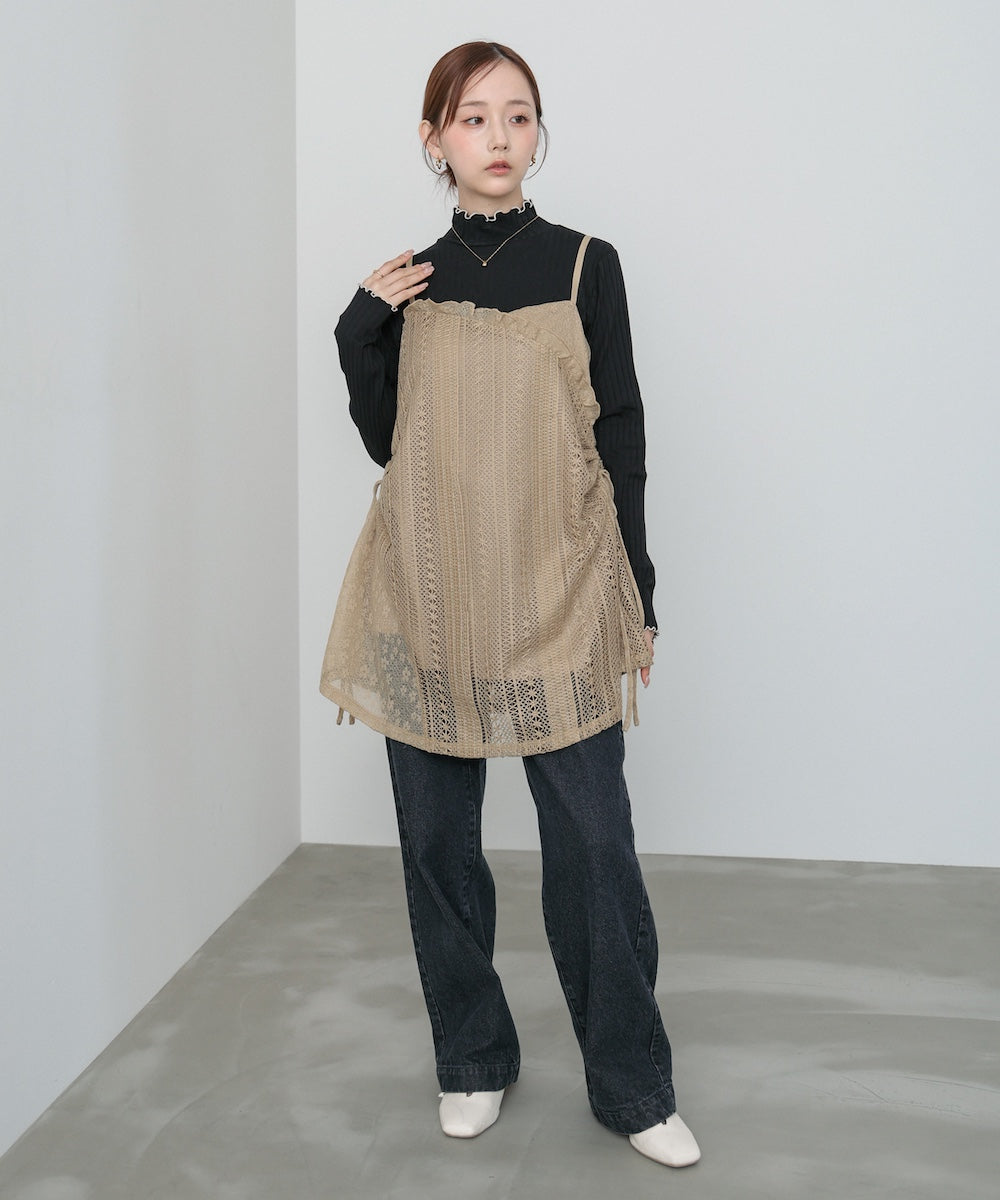 レースドッキングミニキャミワンピース