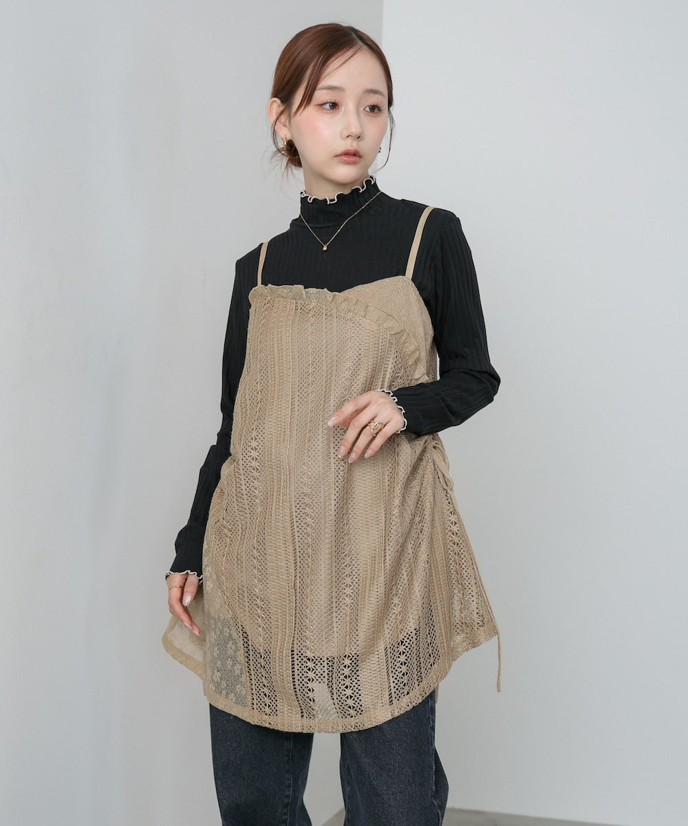 レースドッキングミニキャミワンピース