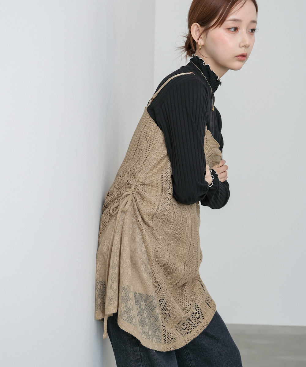 レースドッキングミニキャミワンピース