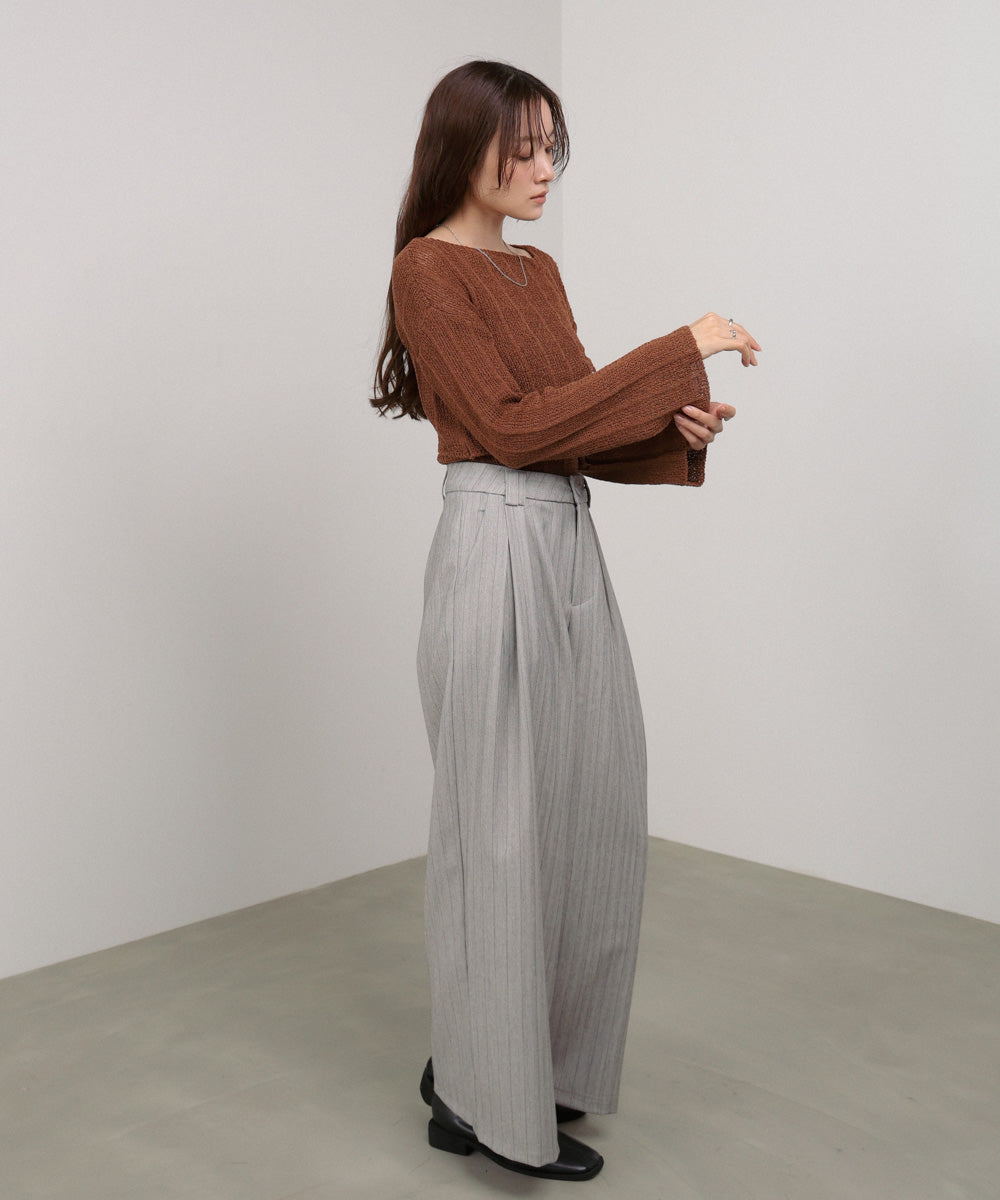 シャーリングリボンクロップド丈トップス×キャミセット