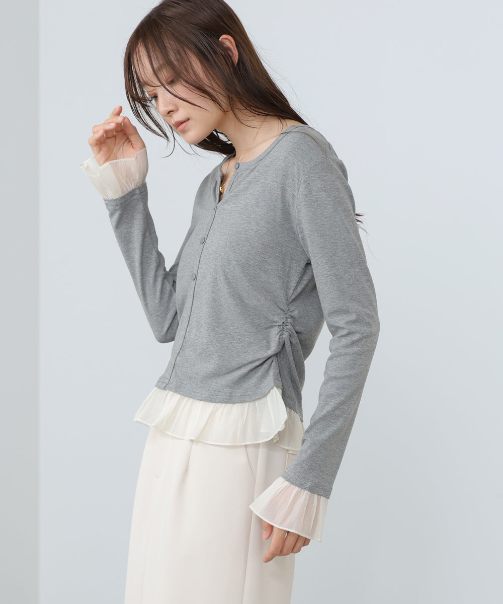 【2026SS】裾フリルヘンリーネックカットソー