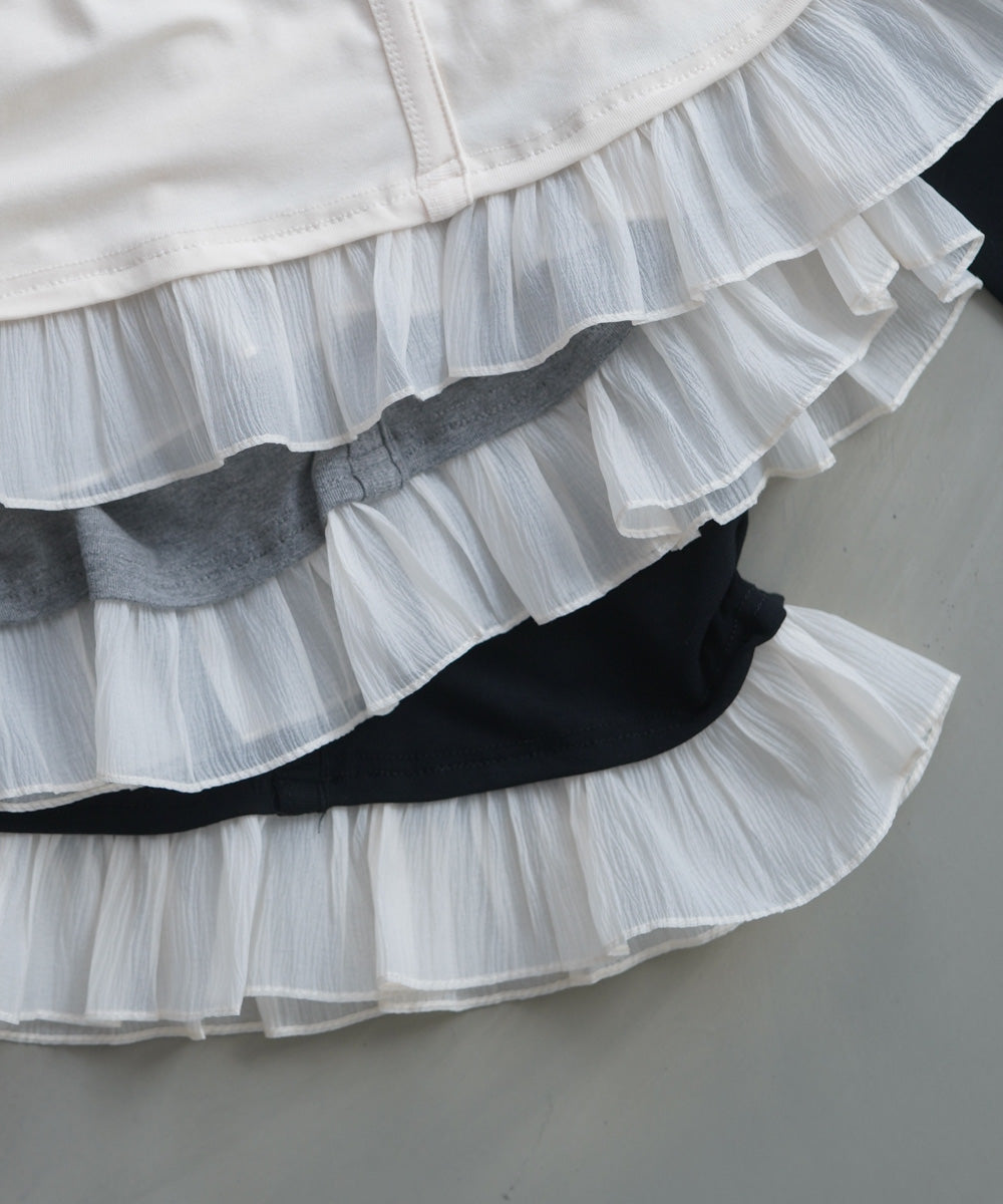 【2026SS】裾フリルヘンリーネックカットソー
