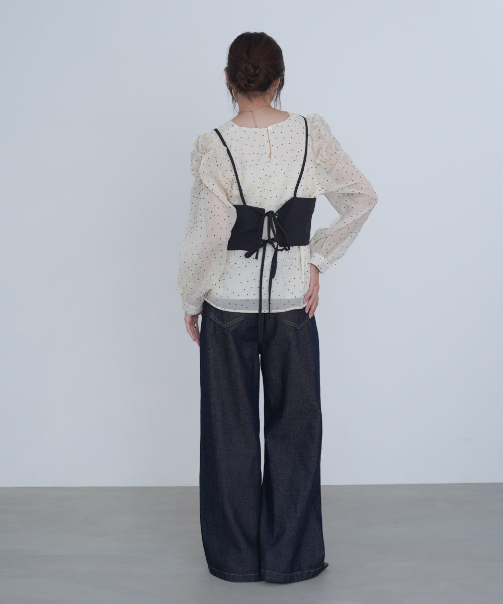 ビスチェSETドットブラウス
