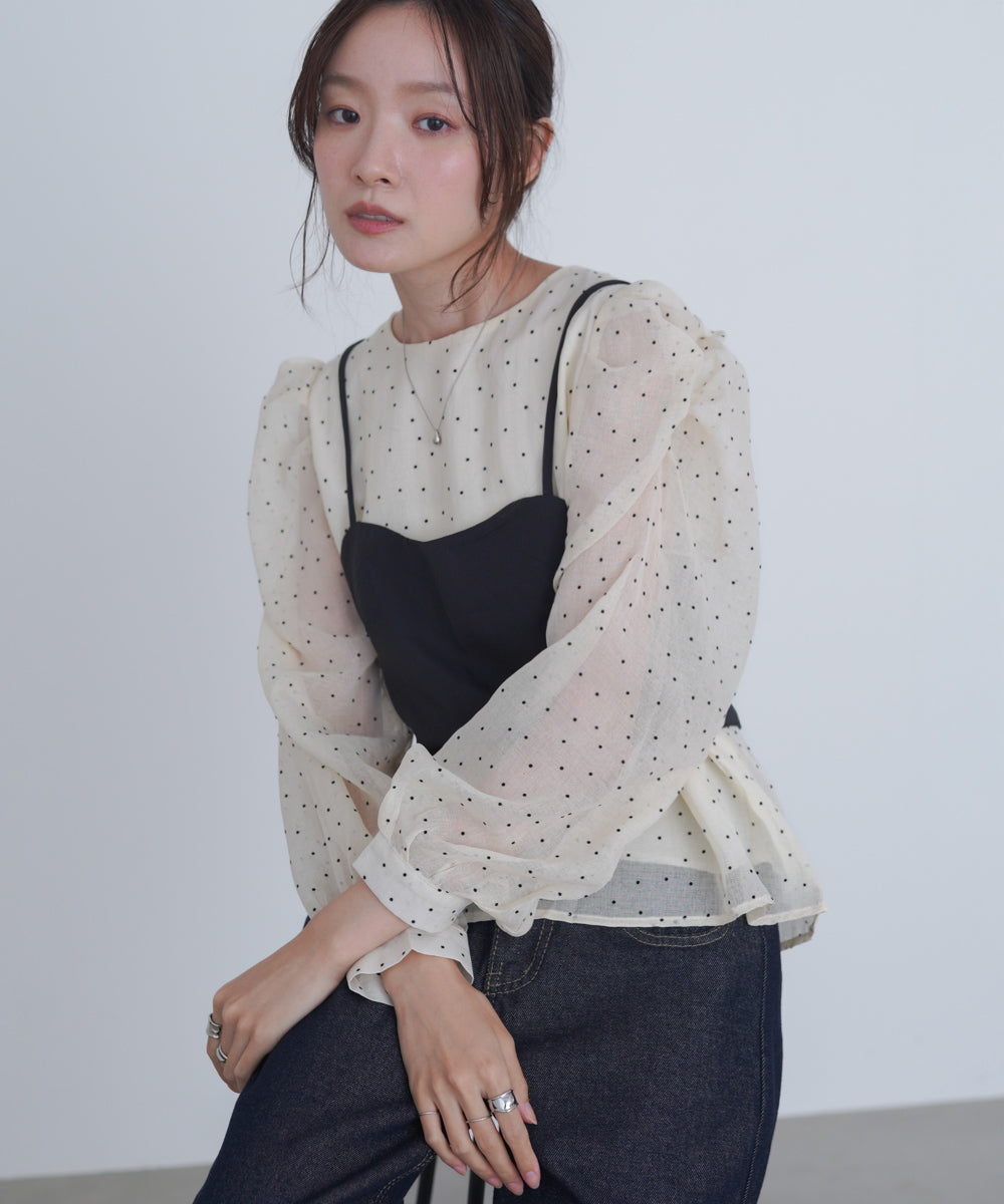 ビスチェSETドットブラウス