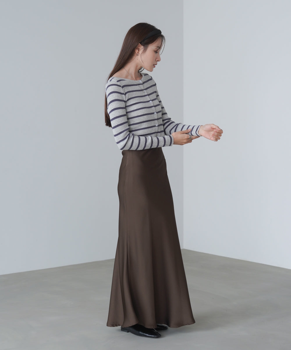 シアーボーダーニットカーディガン