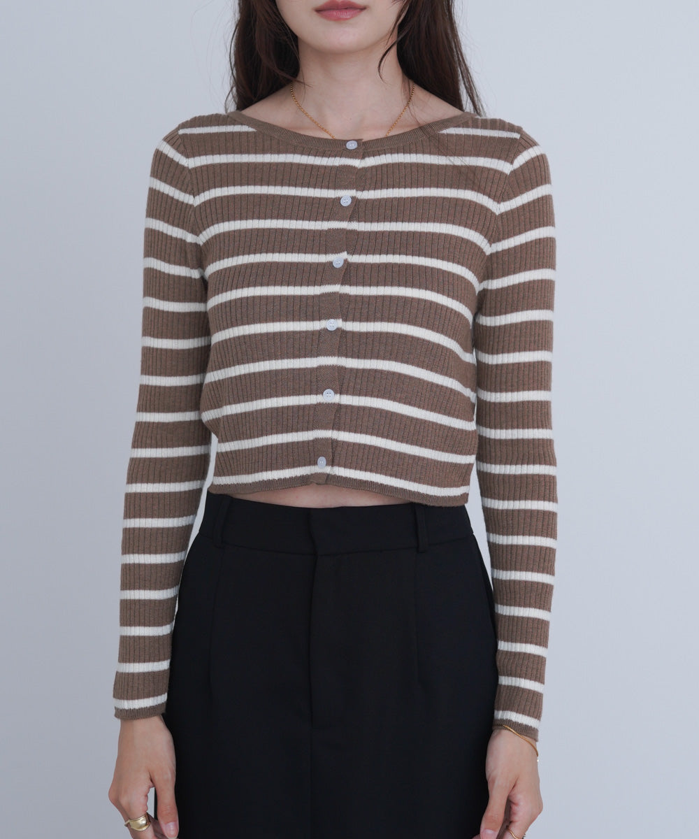 シアーボーダーニットカーディガン