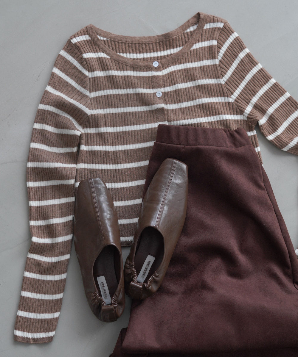 シアーボーダーニットカーディガン