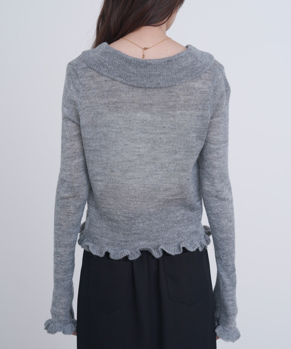 フリルニットカーディガン