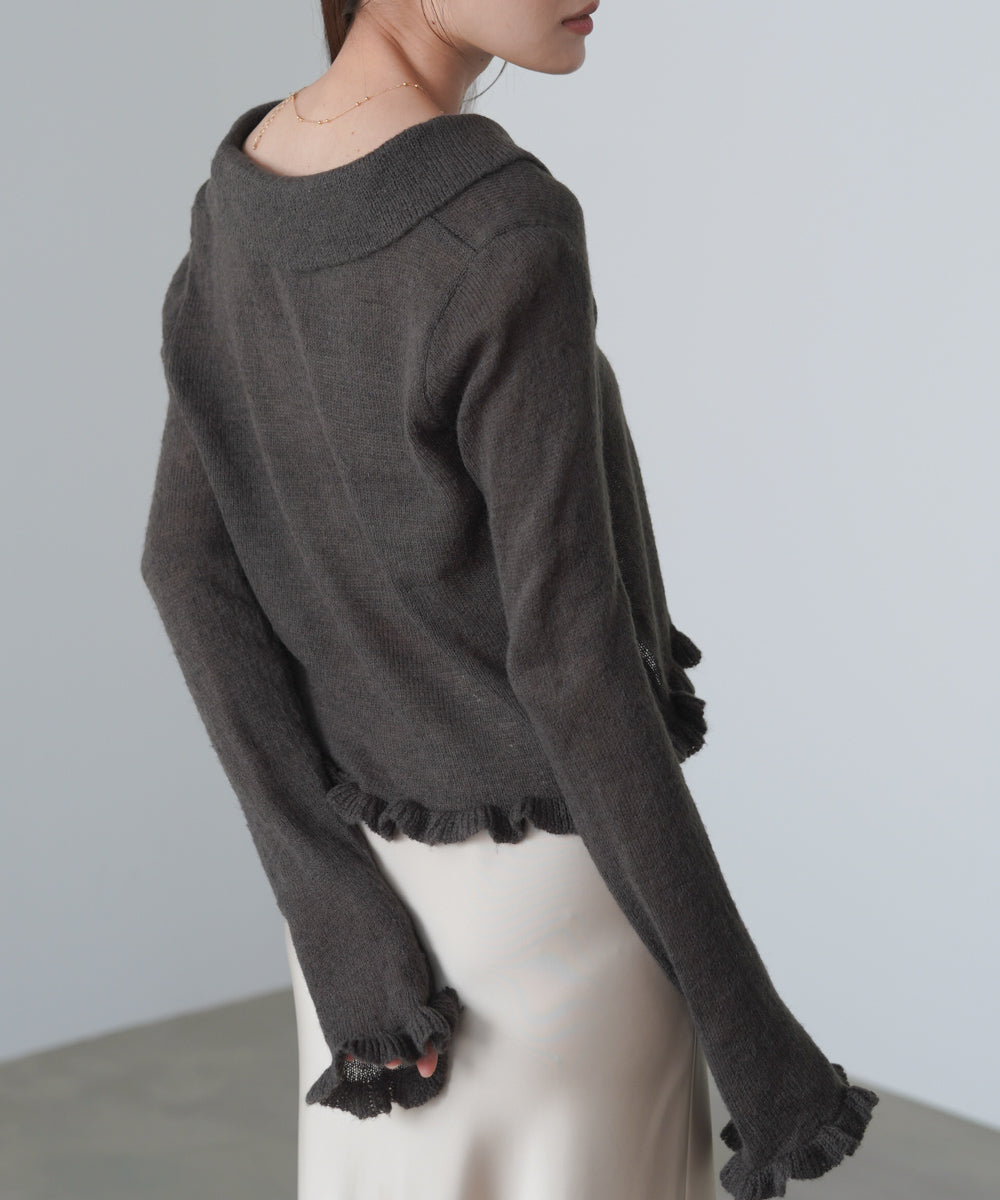 フリルニットカーディガン