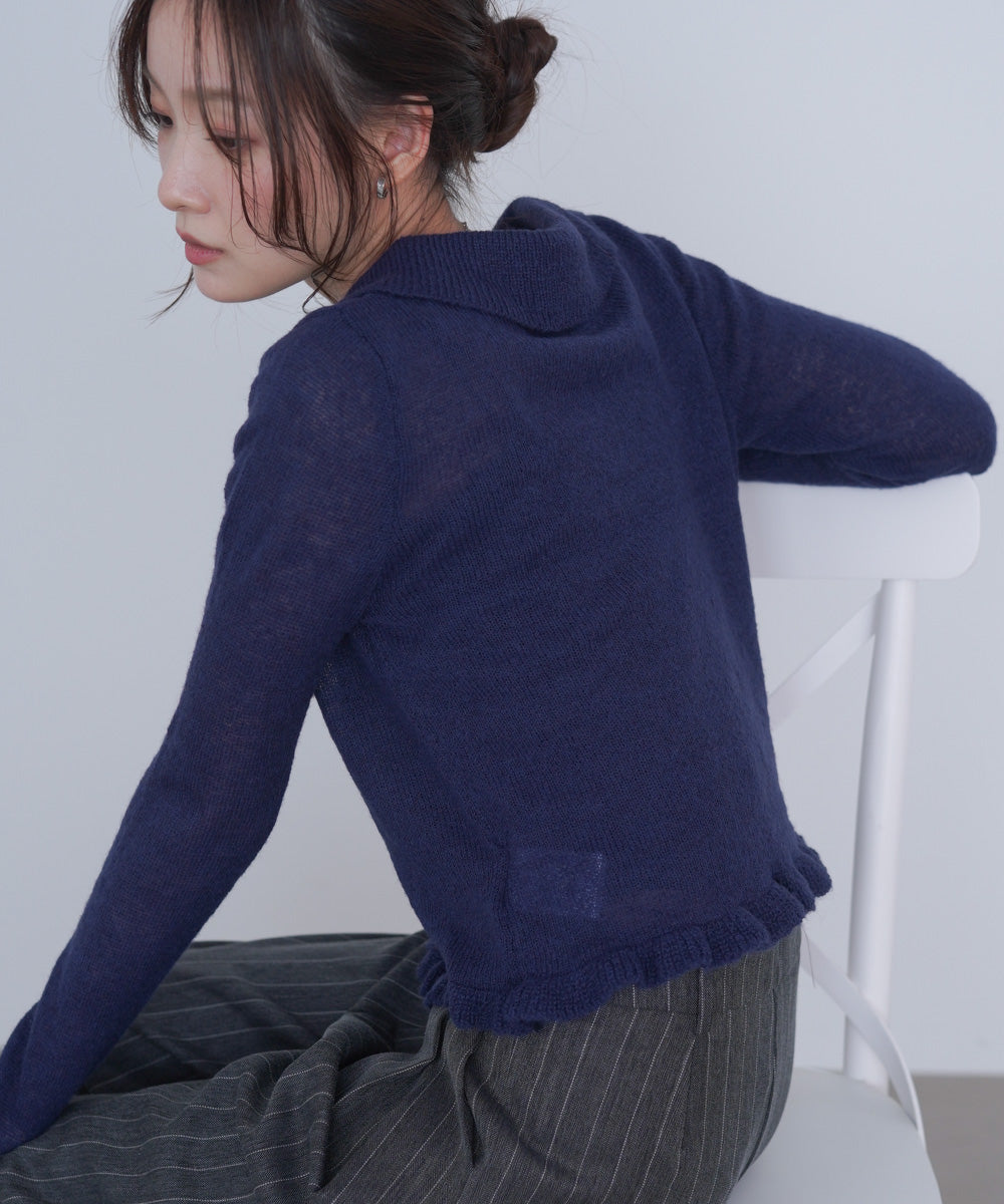 フリルニットカーディガン