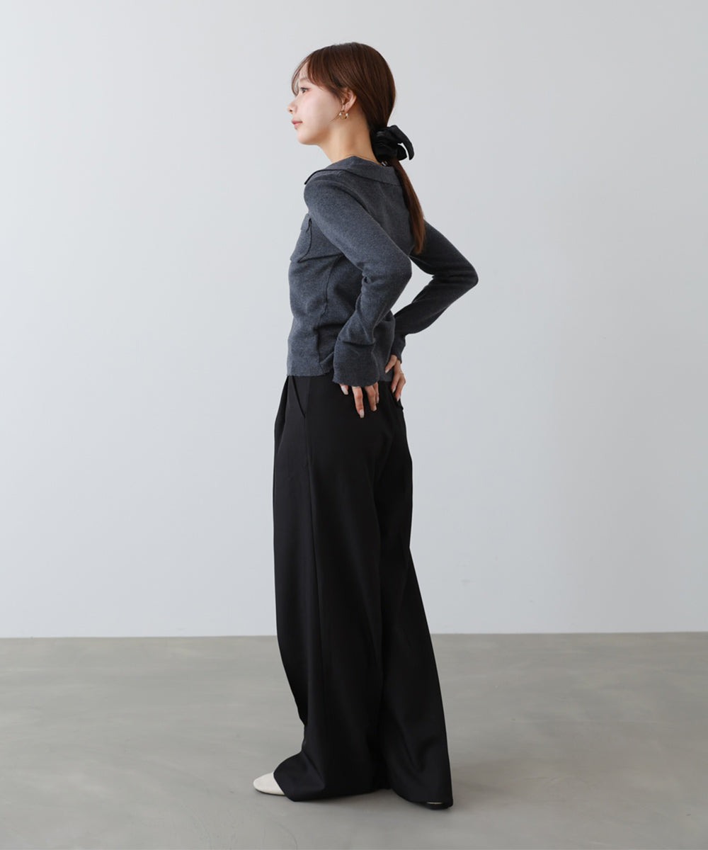 くるみボタンポロニット