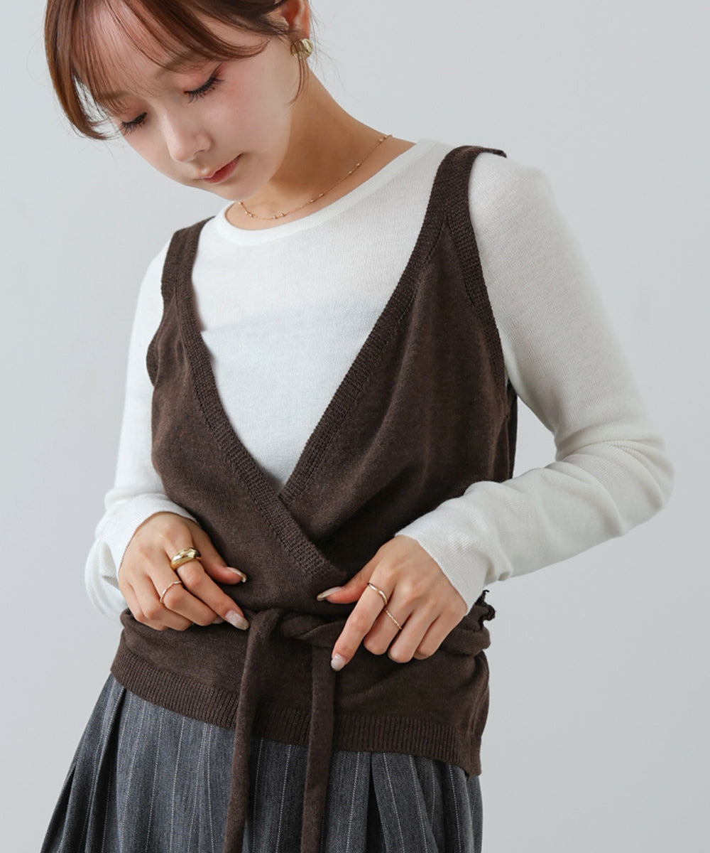 新品未使用 カシュクールニットベスト 即納】カシュクールニットベスト | KISHIKA