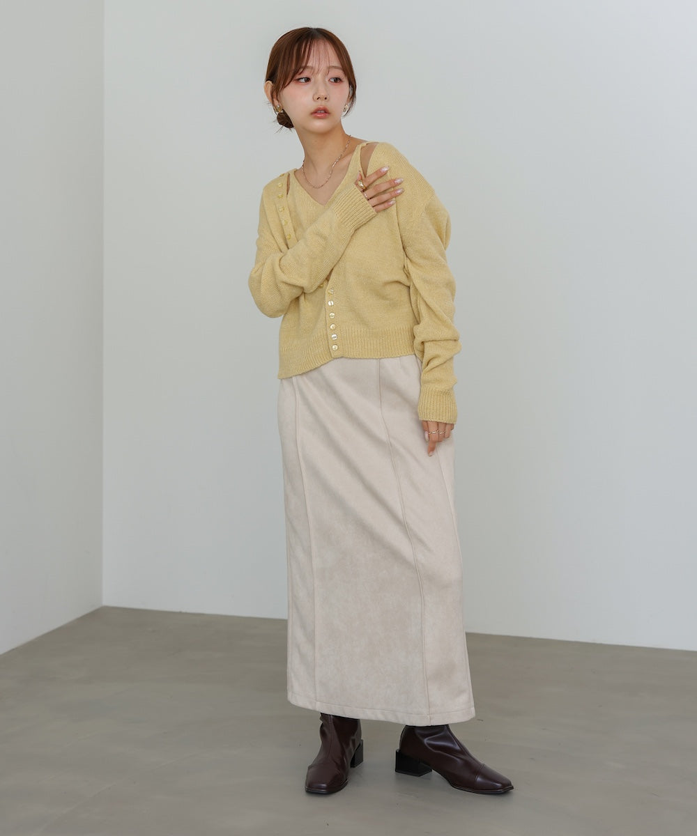 ボタンデザインキャミSETニット