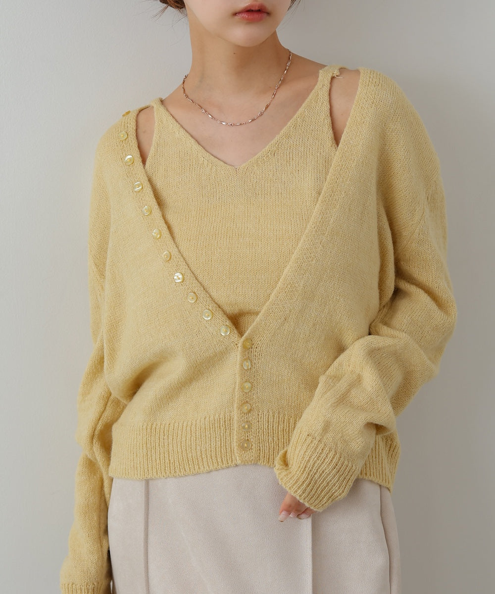 ボタンデザインキャミSETニット