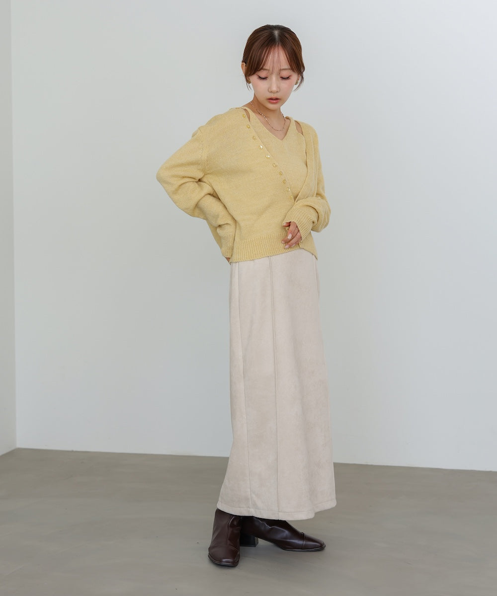 ボタンデザインキャミSETニット