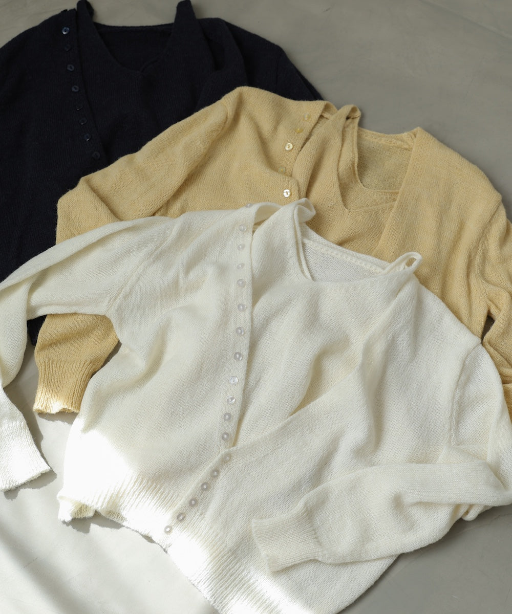 ボタンデザインキャミSETニット