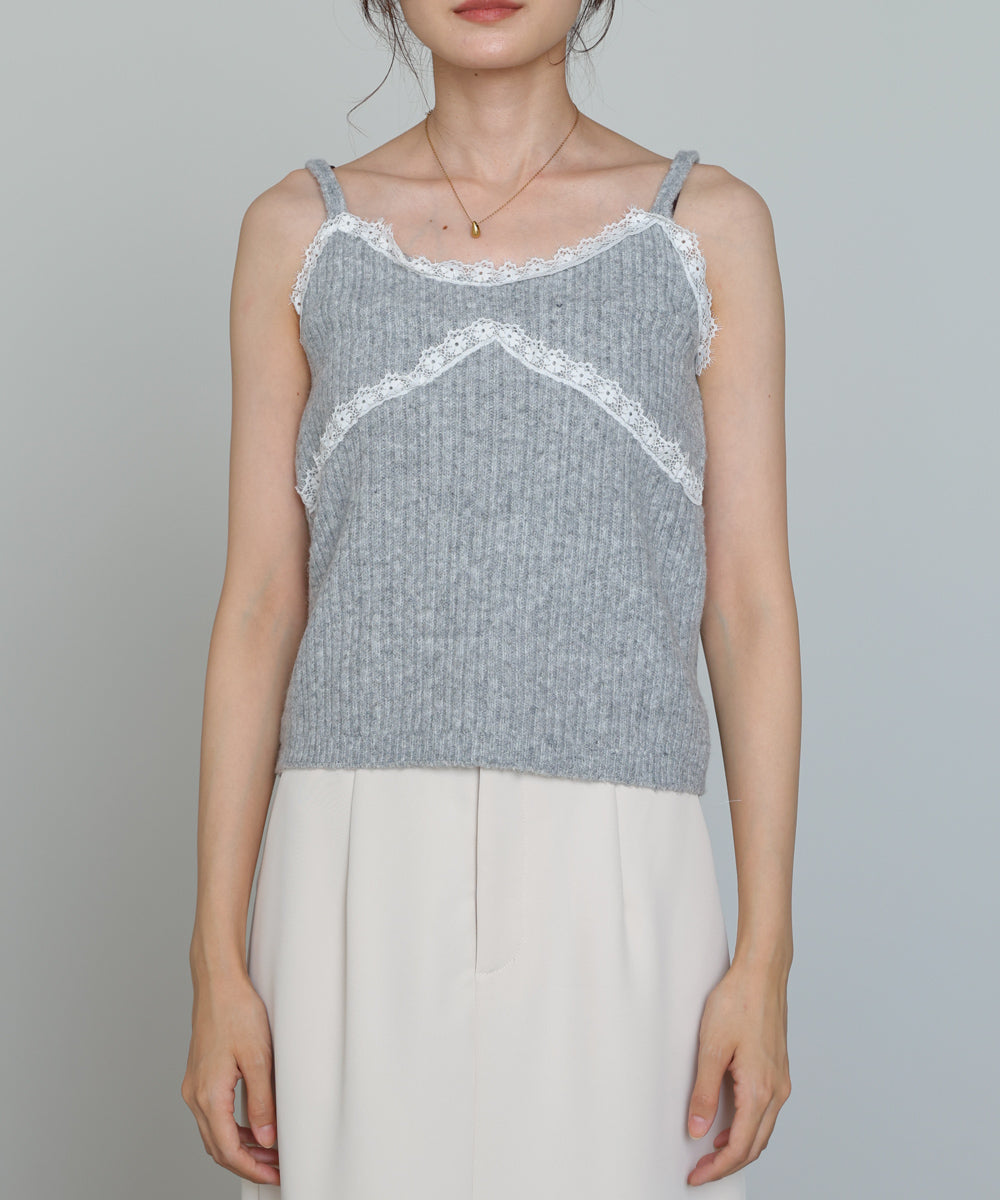 ニットレースキャミ+ニットカーディガンSET