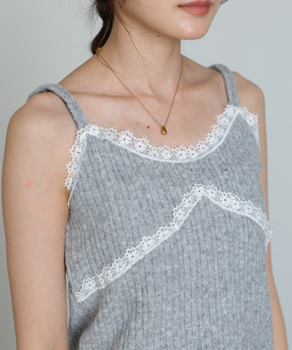 ニットレースキャミ+ニットカーディガンSET