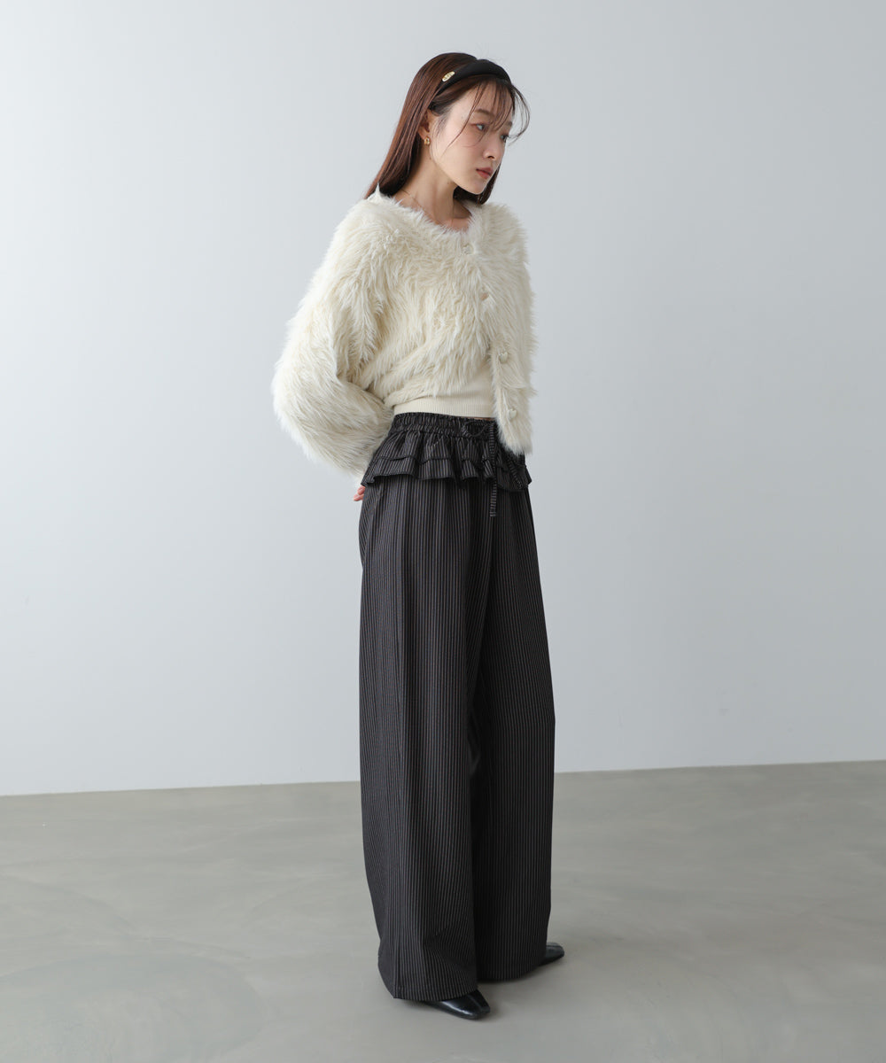 ウエストフリルストライプパンツ