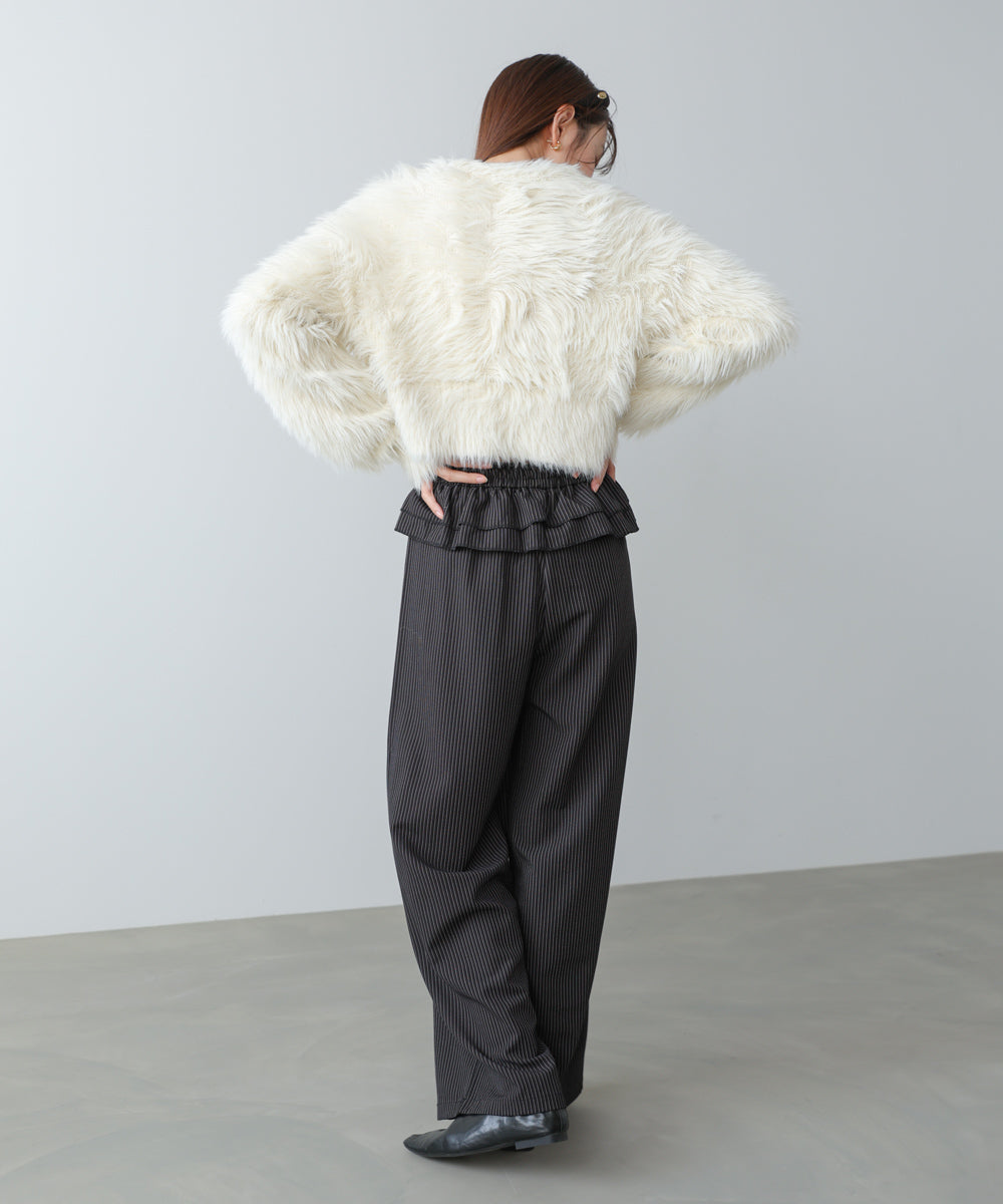 ウエストフリルストライプパンツ