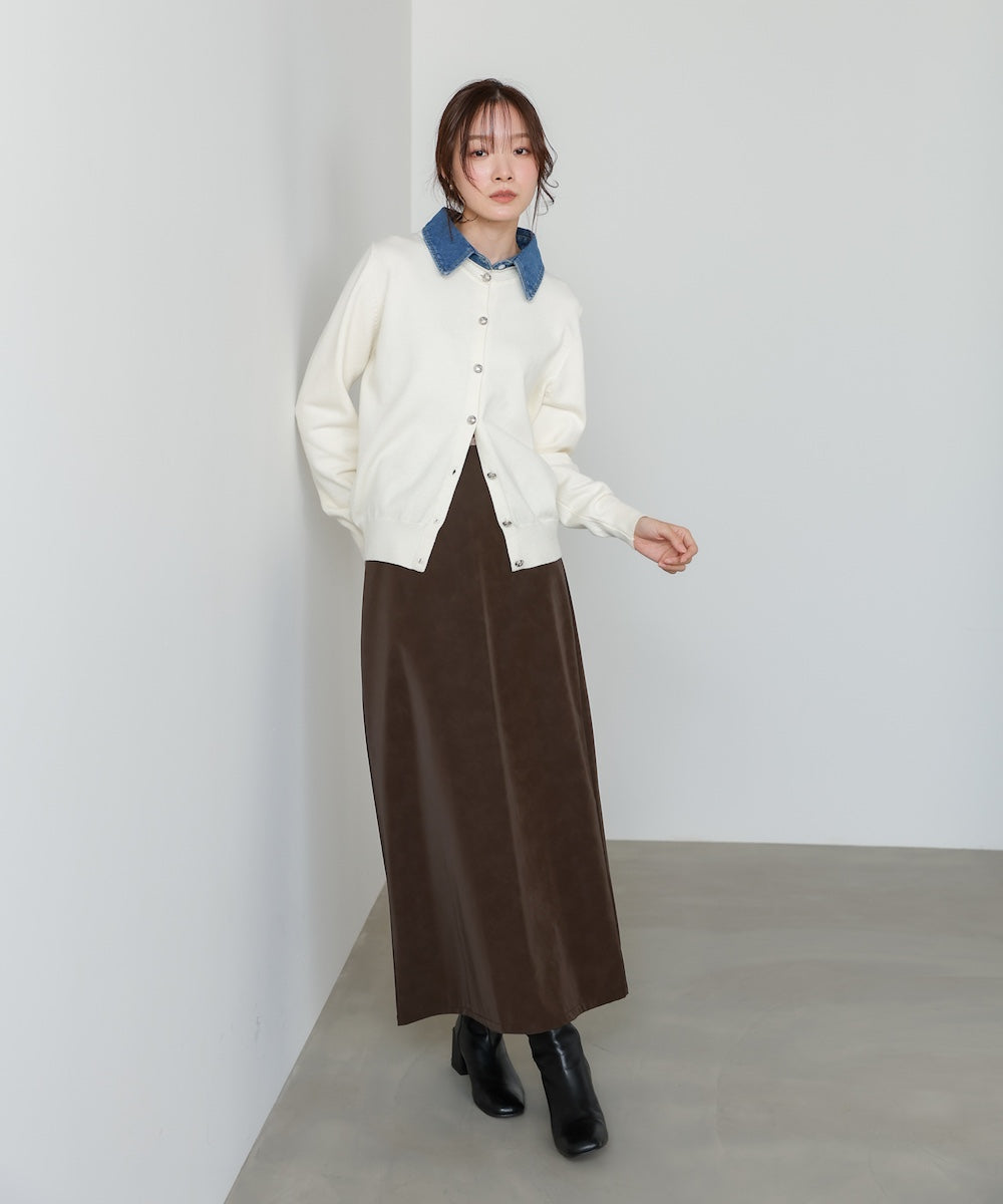 【2026SS】衿デニムドッキングニットカーディガン