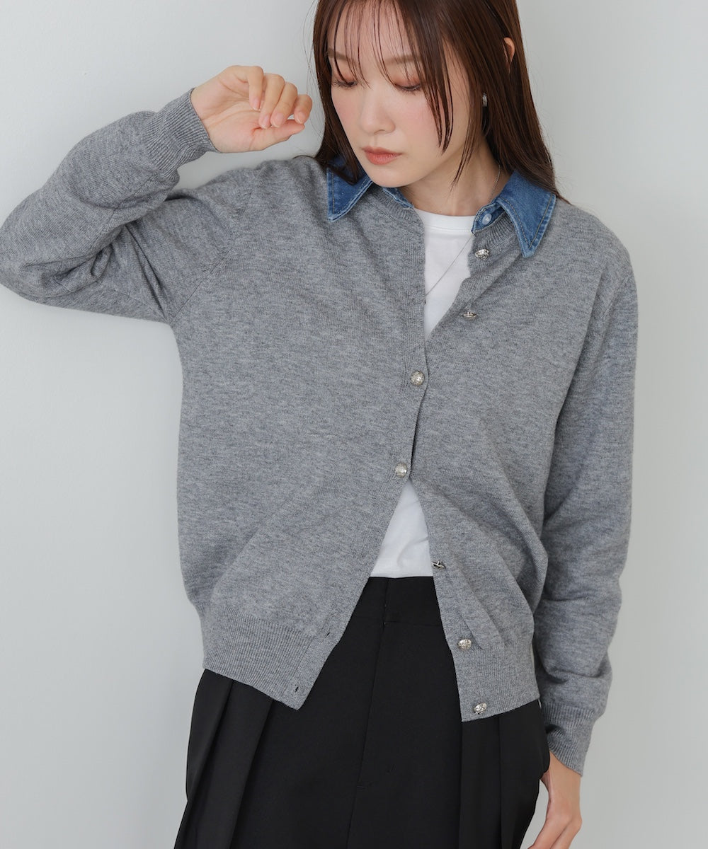 【2026SS】衿デニムドッキングニットカーディガン