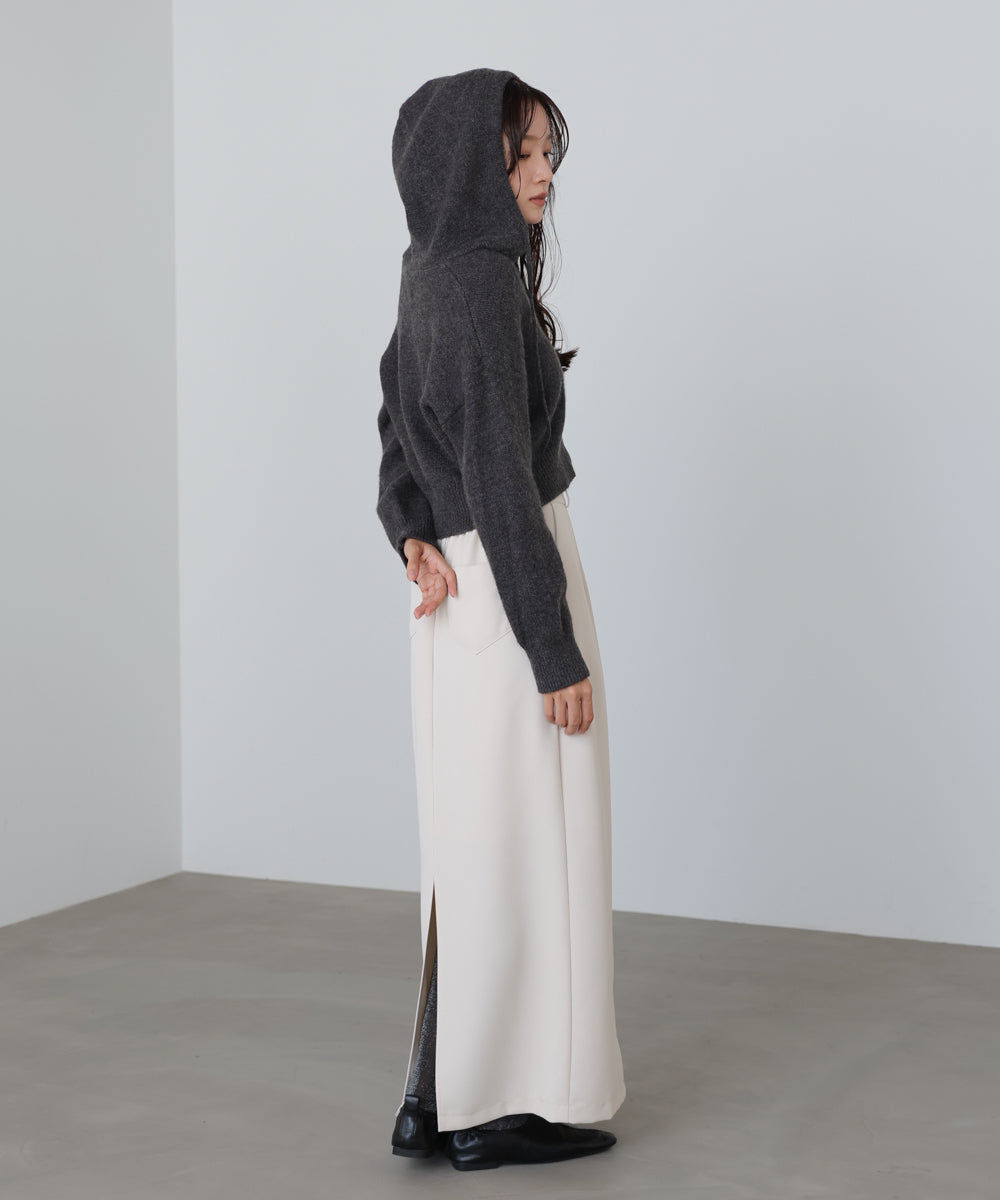 ショートフーディーニットトップス