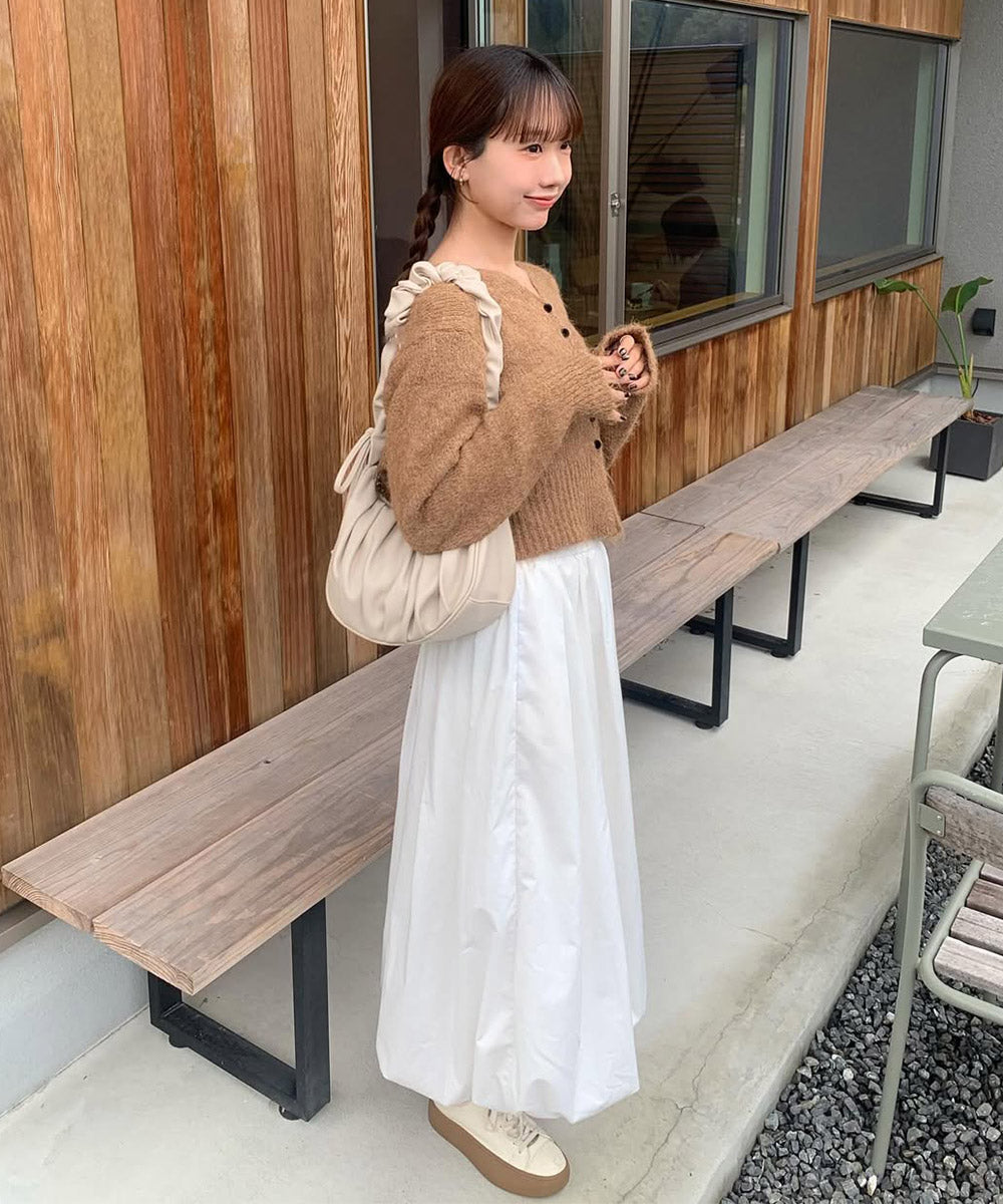 ショートシャギーくるみボタンカーディガン