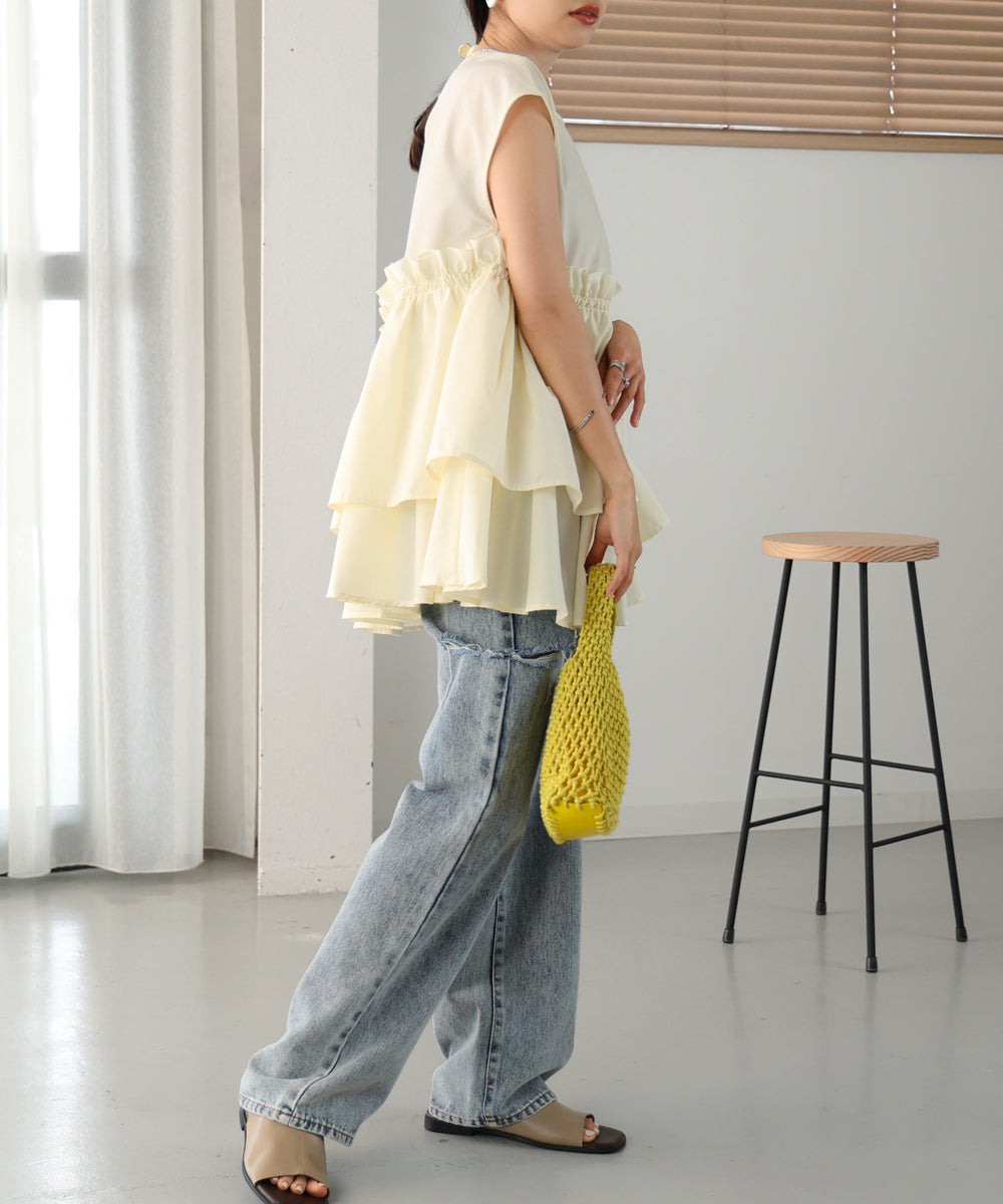 GATHERED TIERED BLOUSE