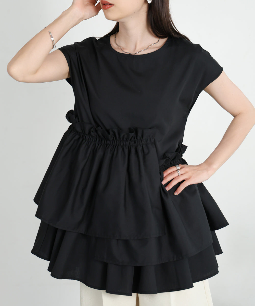GATHERED TIERED BLOUSE