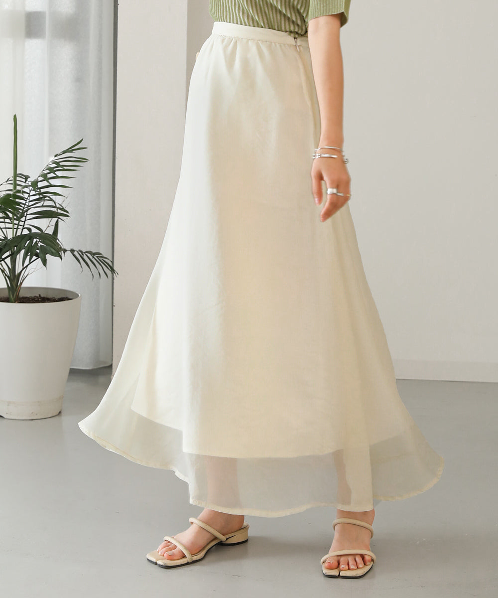 SHEER LAYERED FLARED SKIRT