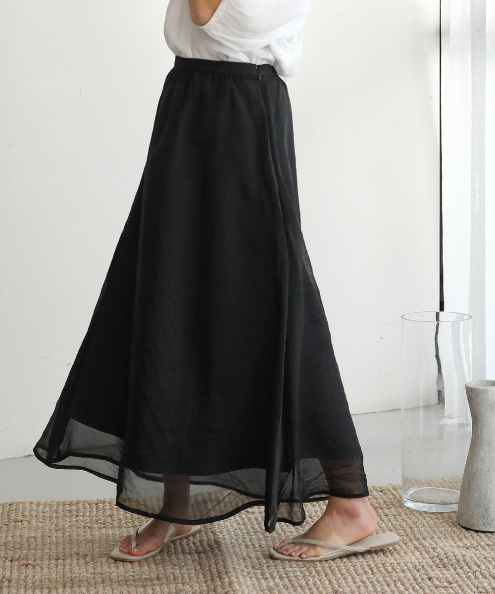 SHEER LAYERED FLARED SKIRT