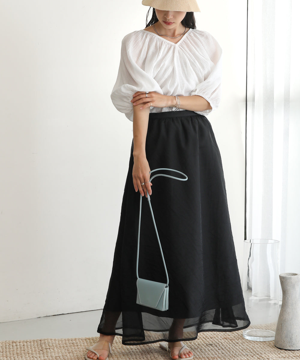 SHEER LAYERED FLARED SKIRT